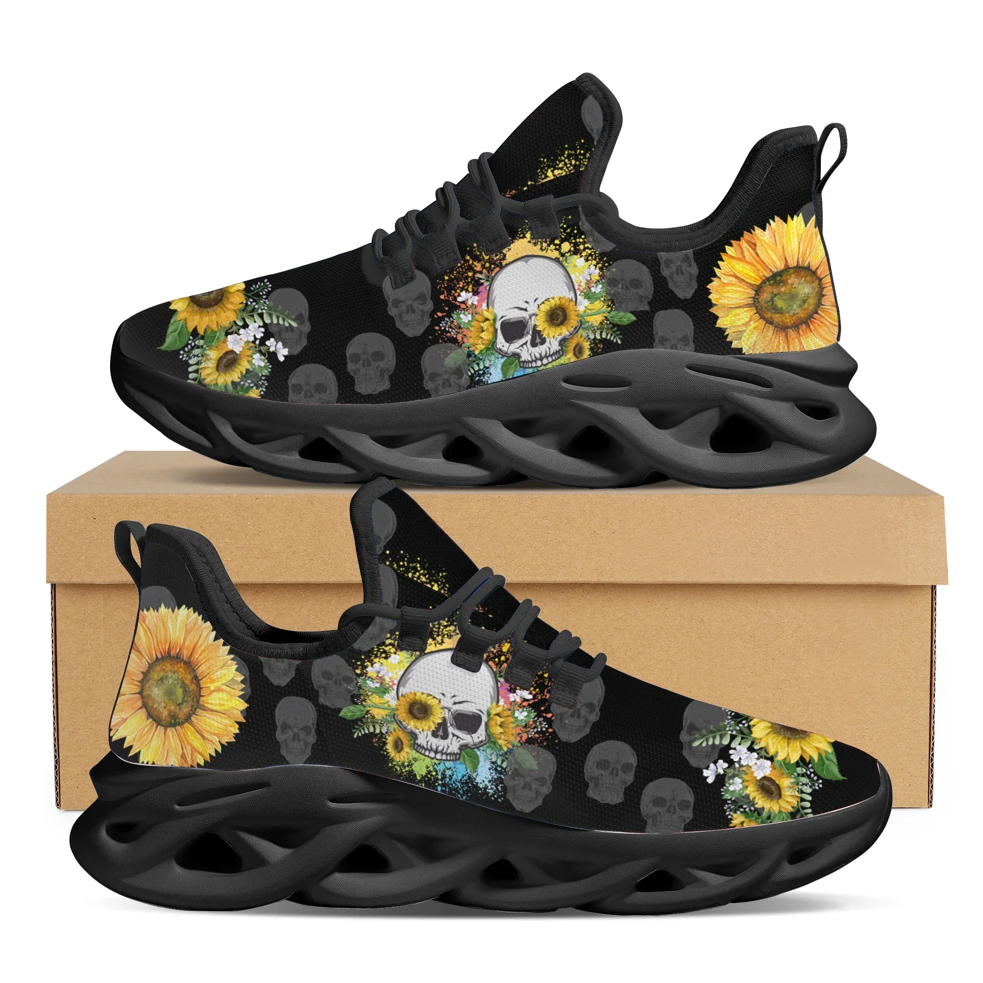 Sneaker Career - Sunflower Skull Flat Casual Shoes Outdoor