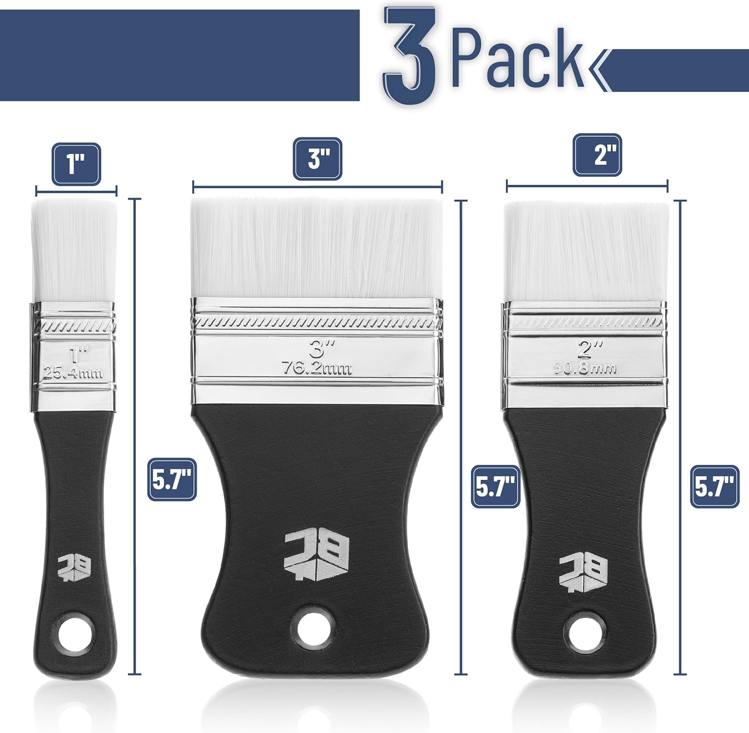 3-Pack Flat Paddle Paint Brush – обзор и цена Brush Bristle Set