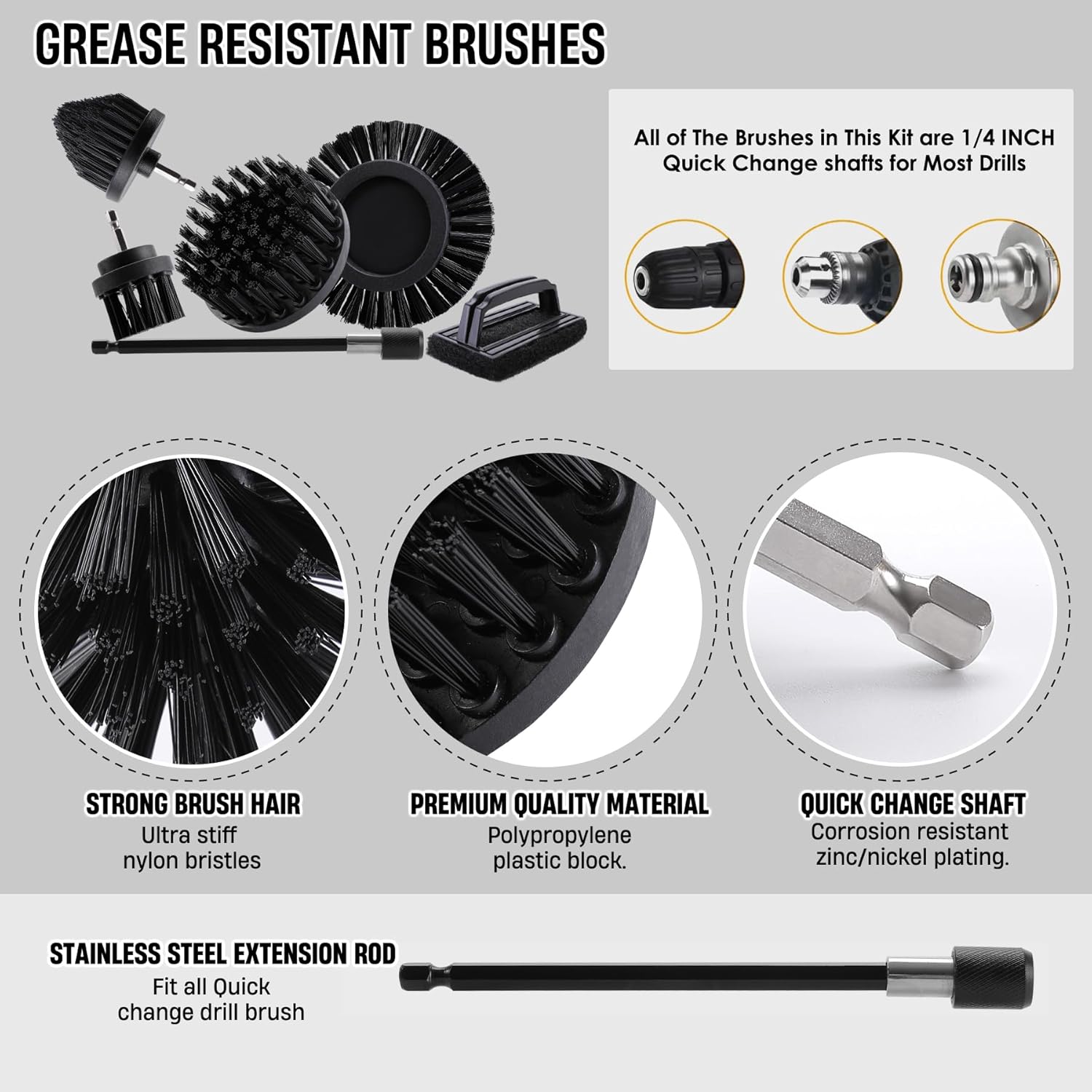 Drill Powered BBQ Grill Cleani – обзор и цена Brush Bristle Set